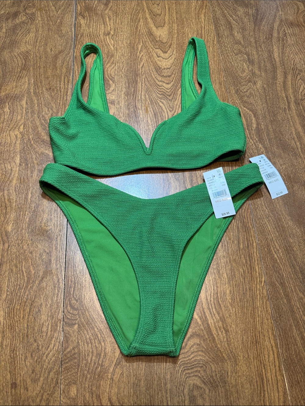 PAC Sun Green Textured Bikini Set size medium NWT